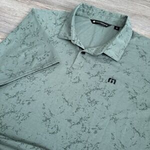 Travis Mathew Men's XL Marble Pattern Green Polo Shirt